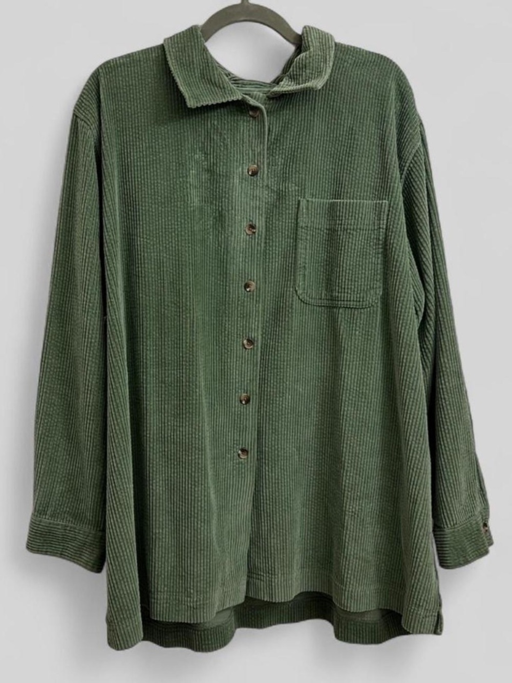 Vtg Women'sL.L. Bean Vintage Sage Green Corduroy Barn Jacket Shirt Shacket 2XL